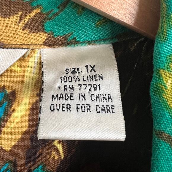 Richard Malcolm Women's 1X Linen Artsy Maximalist Boho Eclectic Peacock Jacket - Picture 7 of 11